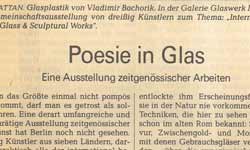 Glaspoesie Zeitungsbericht Glaskunst